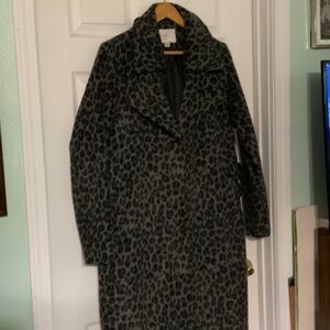 a new day Black Leopard Print Trench Coat XL